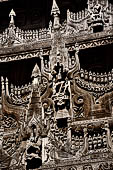 Myanmar - Mandalay, Shwenandaw Kyaung (the Golden Palace) a wonderful example of the Burmese unique teak architecture and wood-carving art. 